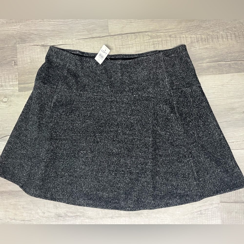 LOFT Women’s XL Flare Midi Skirt W Elastic Waist Stretch Gray NWT! Soft & Comfy